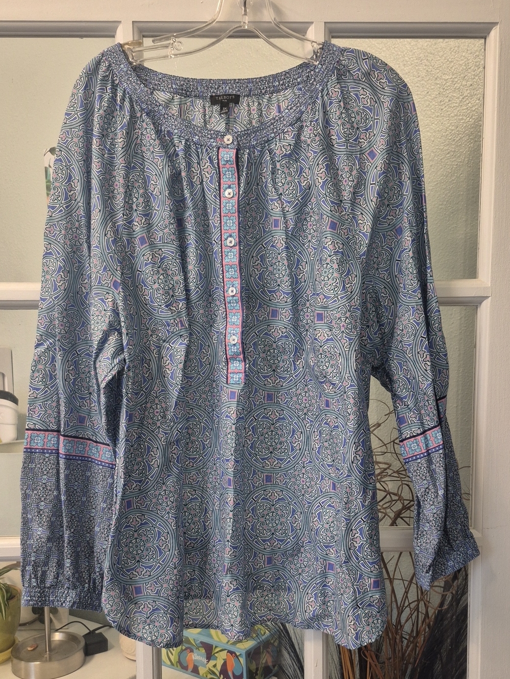 Talbots Blue Printed Peasant Tunic